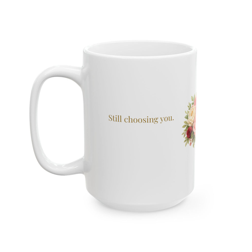 25th anniversary mug displayed on a shelf
