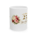 11oz and 15oz size comparison of the anniversary mug
