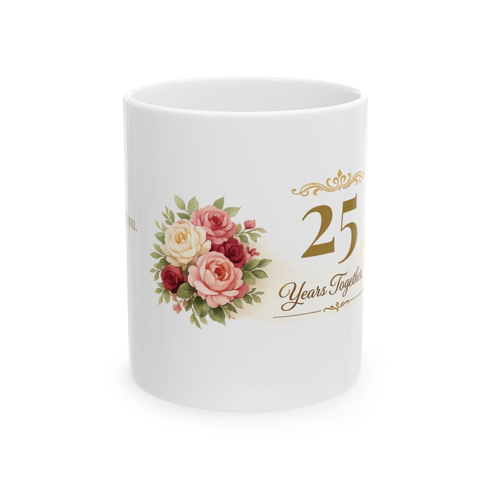 11oz and 15oz size comparison of the anniversary mug
