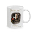 Personalized 40 Fierce birthday mug with rose-gold leopard print and red rose