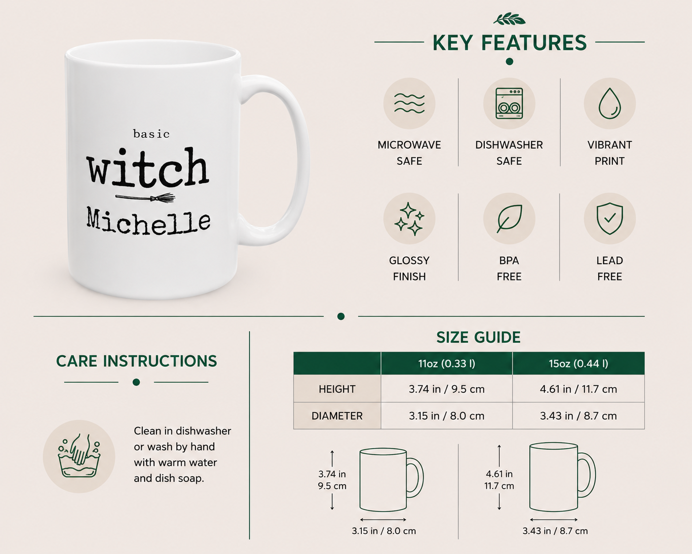 Basic Witch mug held in hand for scale