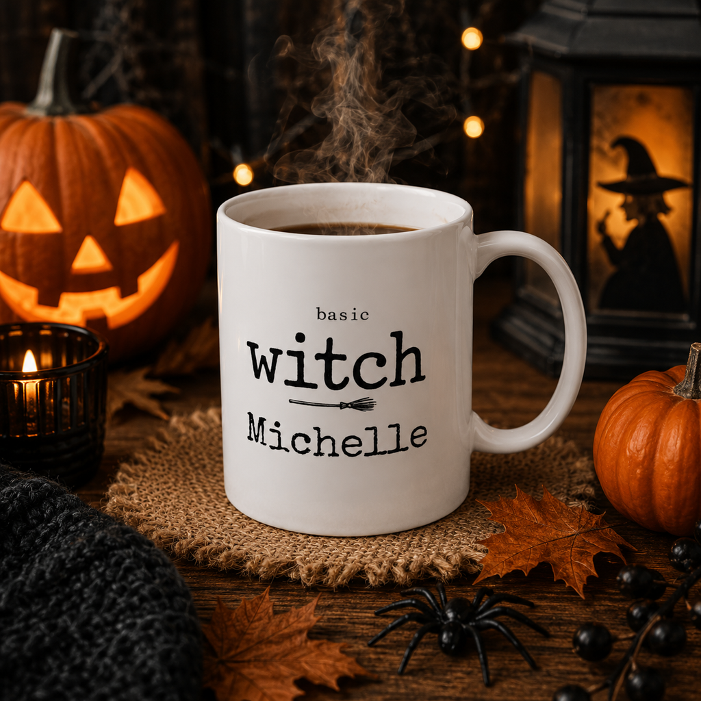 Basic Witch mug displayed on a kitchen counter