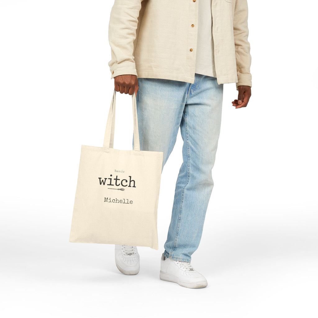 Basic Witch personalized Halloween tote styled in a home setting