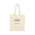 Personalized Basic Witch Halloween canvas tote bag with custom name