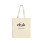 Personalized Basic Witch Halloween canvas tote bag with custom name