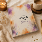 Closed Basic Witch hardcover journal standing upright showing the spine