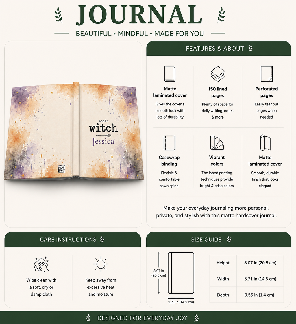 Basic Witch personalized journal styled with Halloween decor for the season