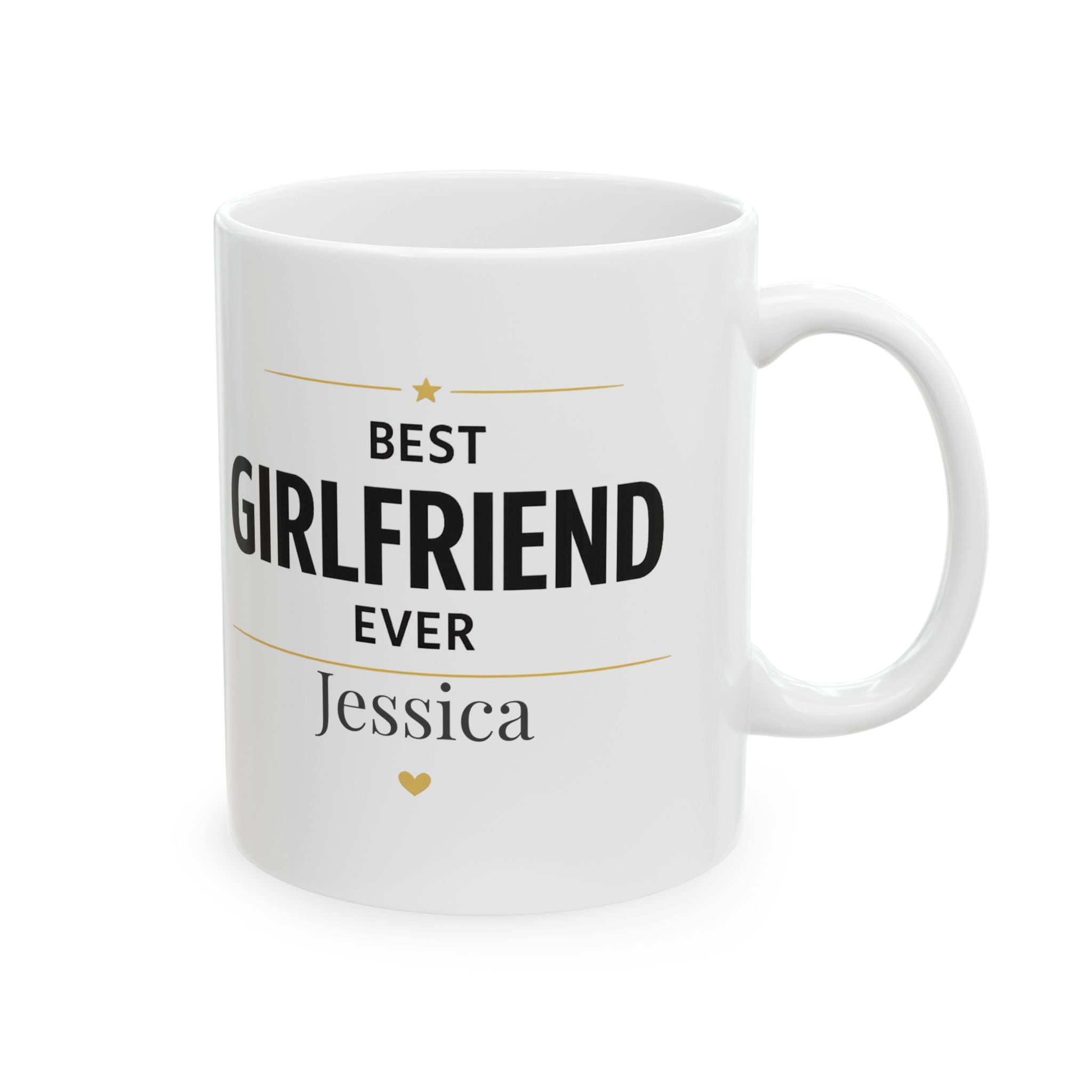 Best Girlfriend Ever personalized mug with custom name and gold star