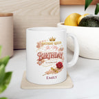 Personalized birthday mug for women — 11oz and 15oz size options shown