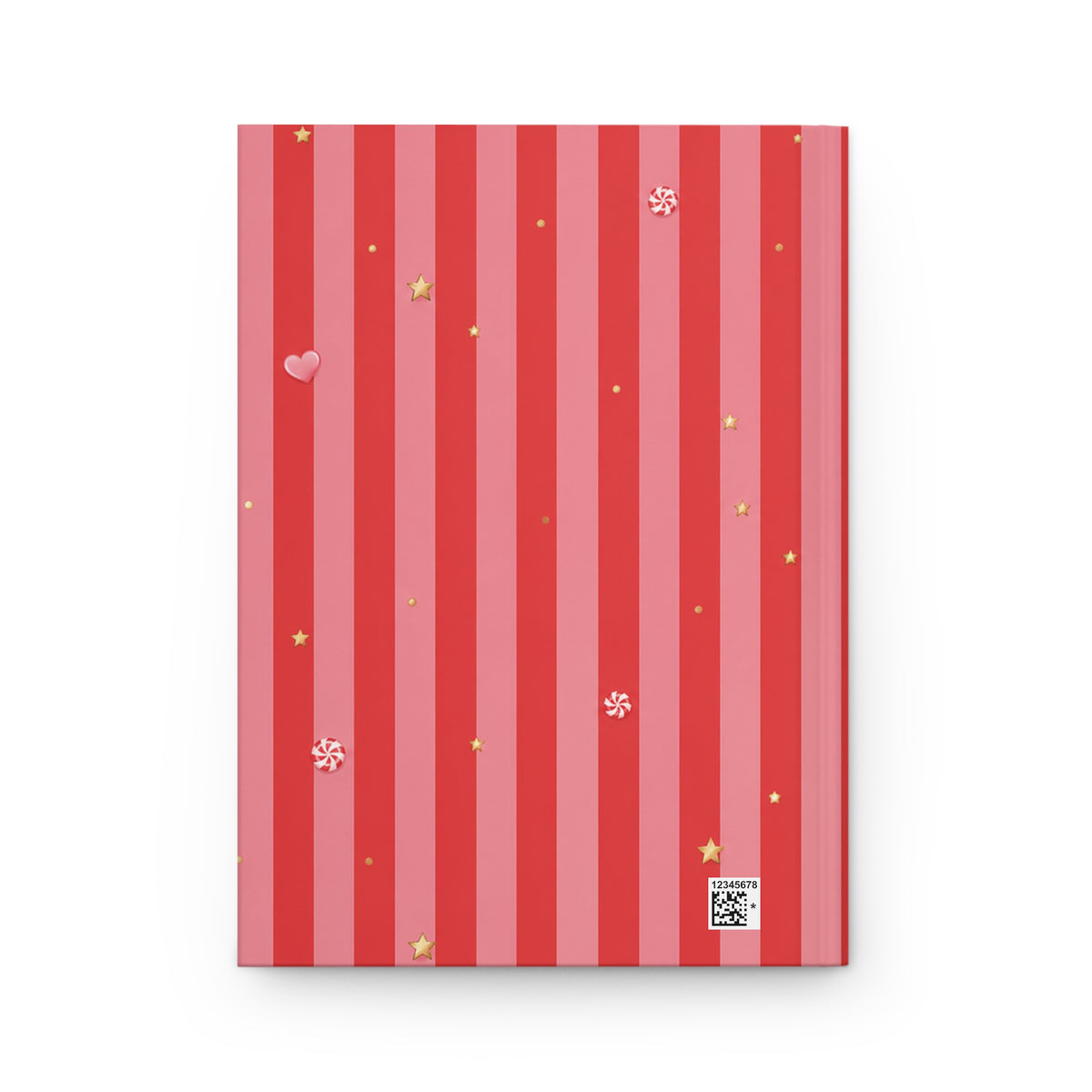 Candy Cane journal styled on a wooden desk with coffee and pen, flat lay