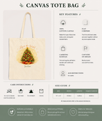 Joy to the World Christmas tree personalized tote bag folded flat lay