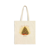 Joy to the World Christmas Tree Personalized Tote Bag
