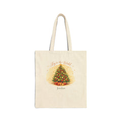 Joy to the World Christmas Tree Personalized Tote Bag