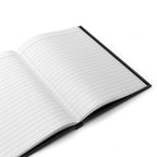 Open Dark Academia journal showing blank lined pages inside