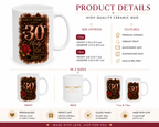 Personalized dirty thirty mug displayed on a cozy morning table