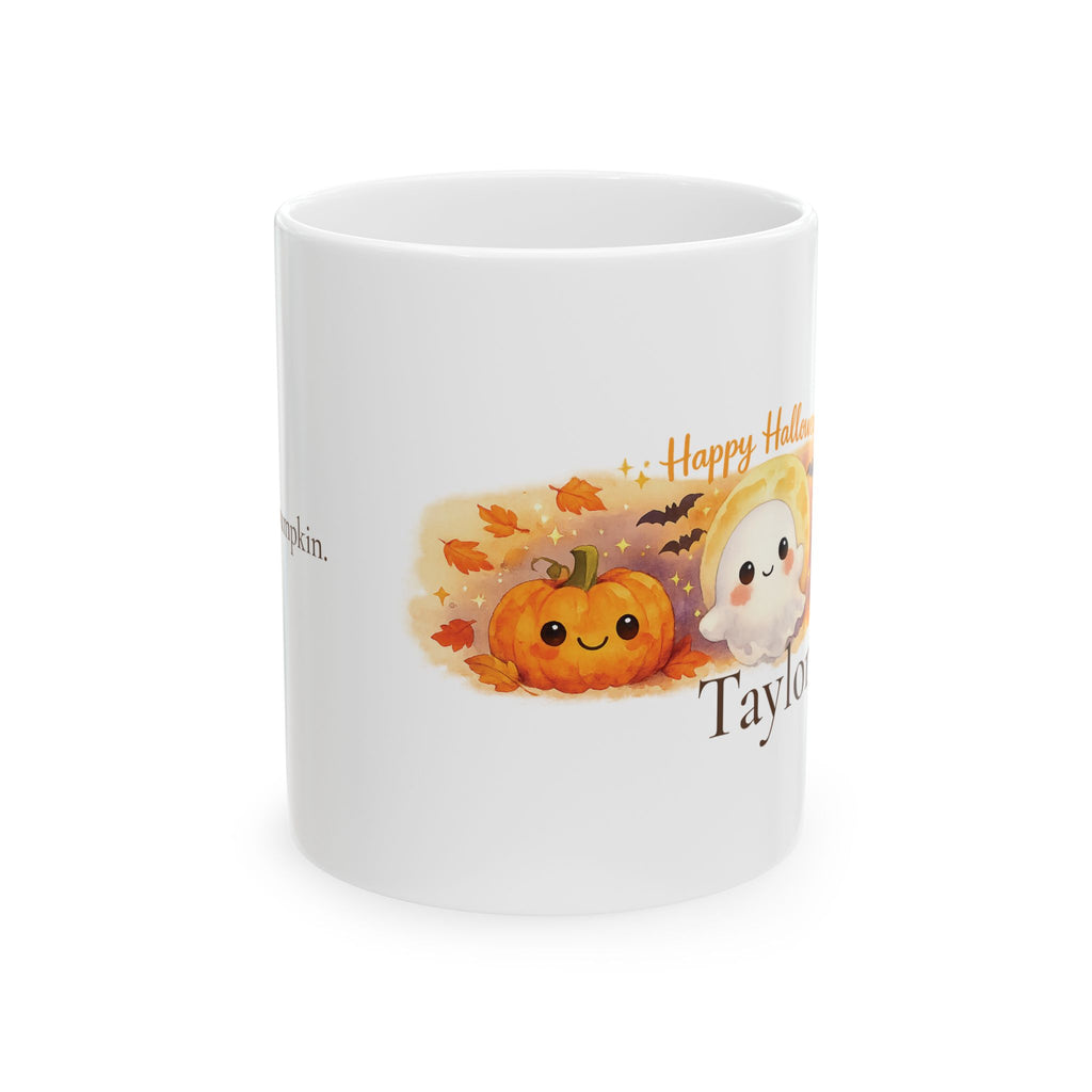 Back view of the Happy Halloween ghost mug