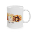 Happy Halloween personalized mug with cute ghost and witch design and custom name