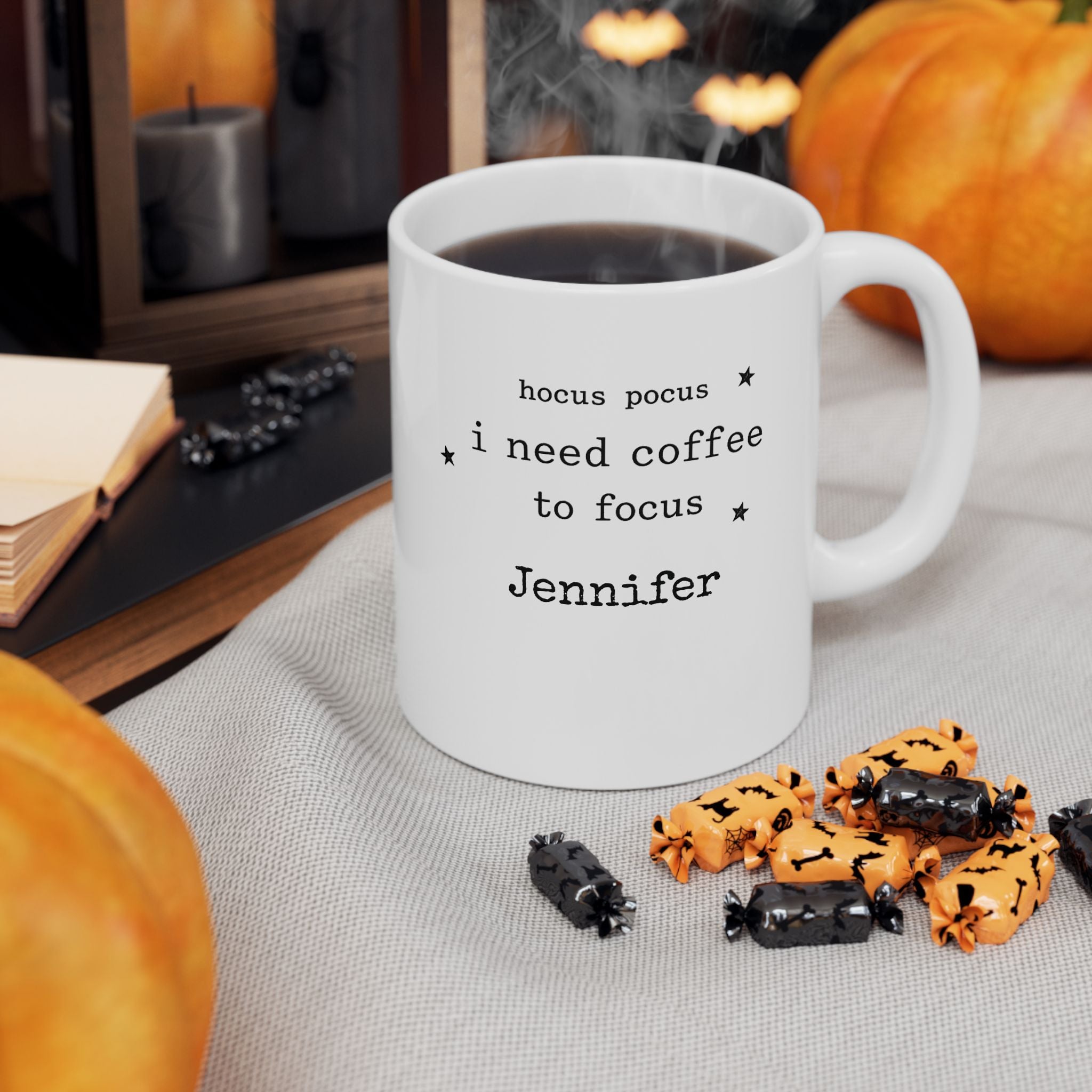 Back view of the hocus pocus coffee mug
