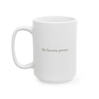 Detail shot of the glossy ceramic finish on the Joy to the World mug