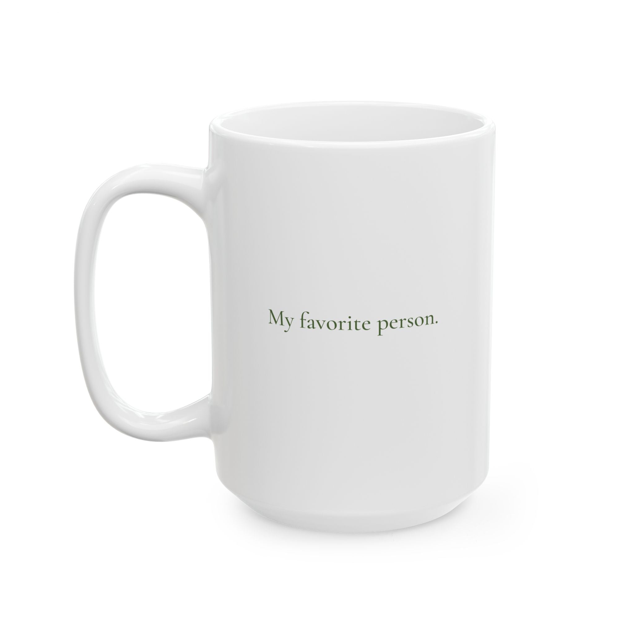 Detail shot of the glossy ceramic finish on the Joy to the World mug