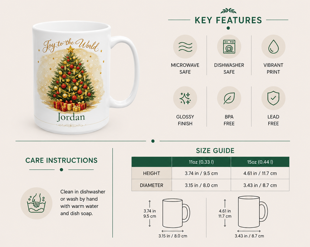 Joy to the World mug held in hand for scale