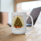 Joy to the World mug displayed on a shelf