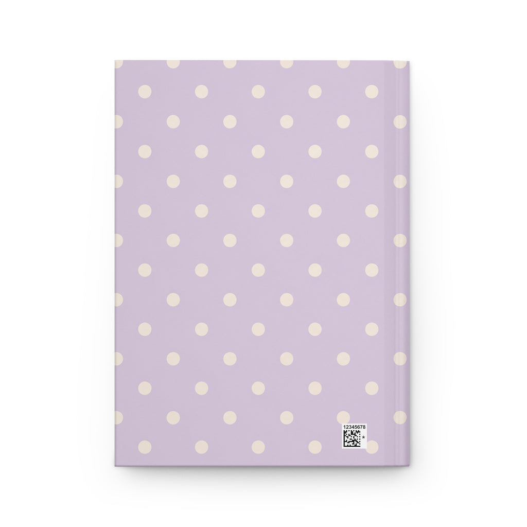 Lavender Fields journal styled on a wooden desk with coffee and pen, flat lay