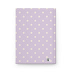 Lavender Fields journal styled on a wooden desk with coffee and pen, flat lay