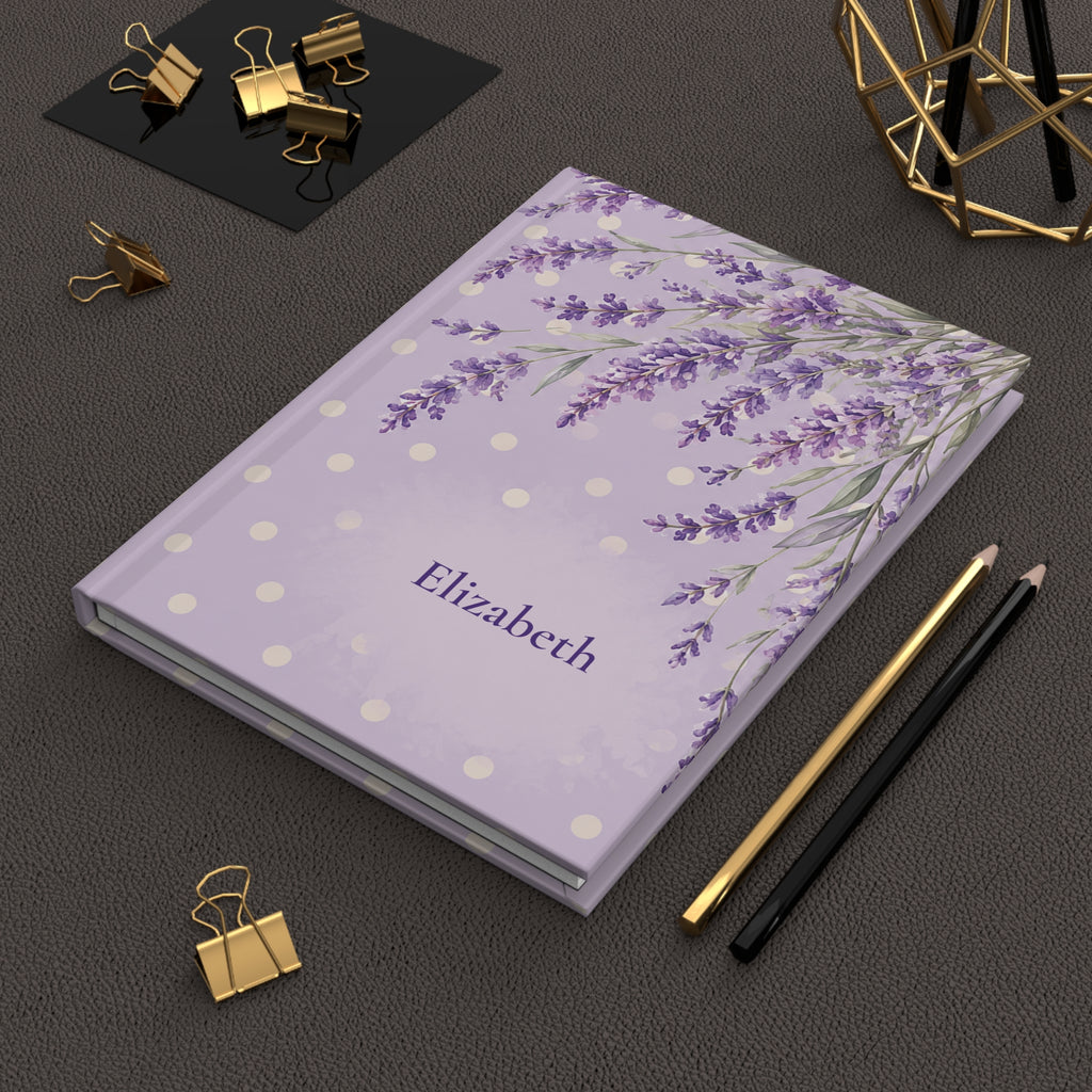 Lavender Fields journal held in hand to show size and portability
