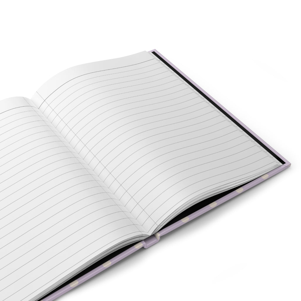 Open Lavender Fields journal showing blank lined pages inside