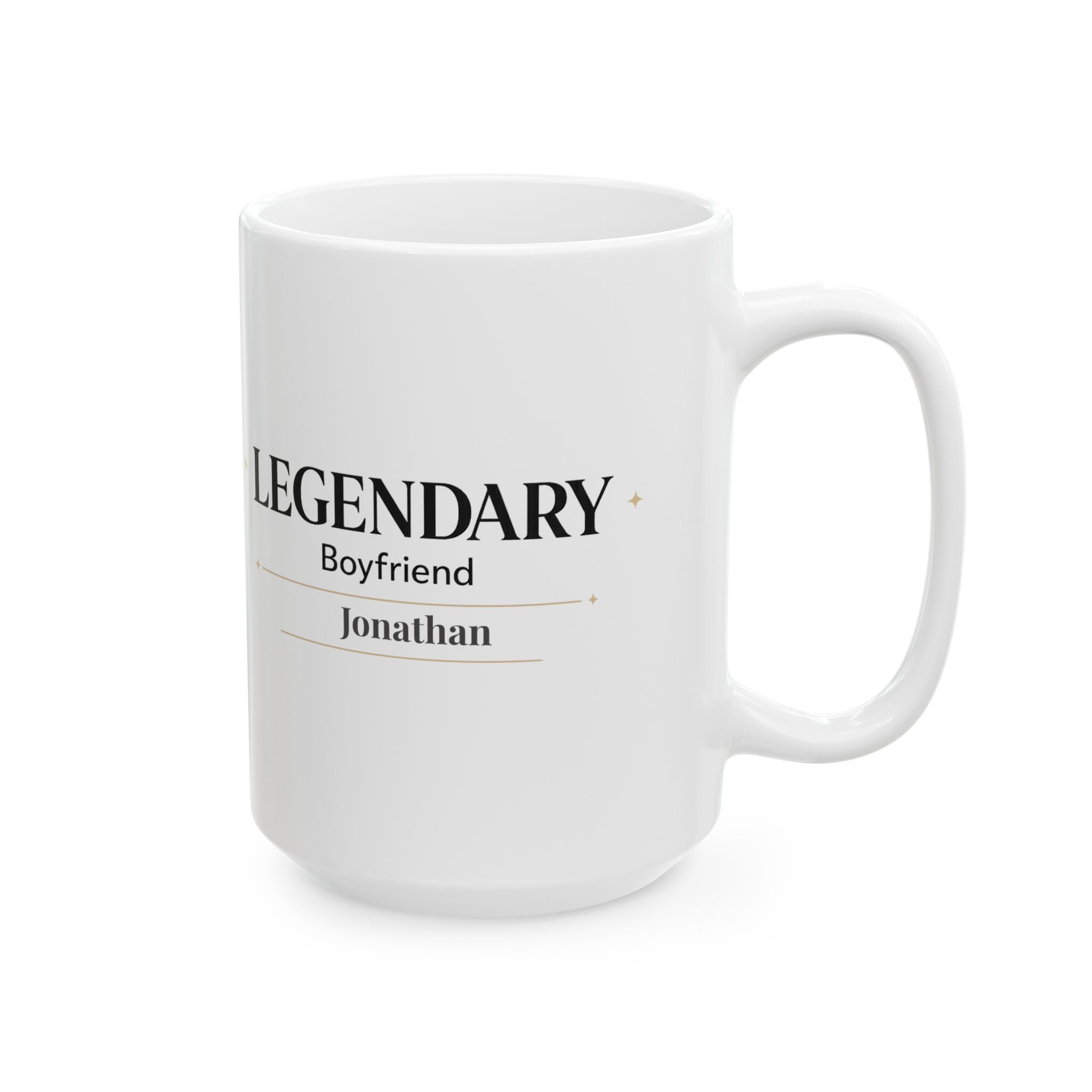 Close-up of the Legendary Boyfriend mug typography