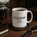 Legendary Boyfriend mug displayed on a desk