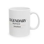 Legendary Boyfriend personalized mug with custom name in minimalist design