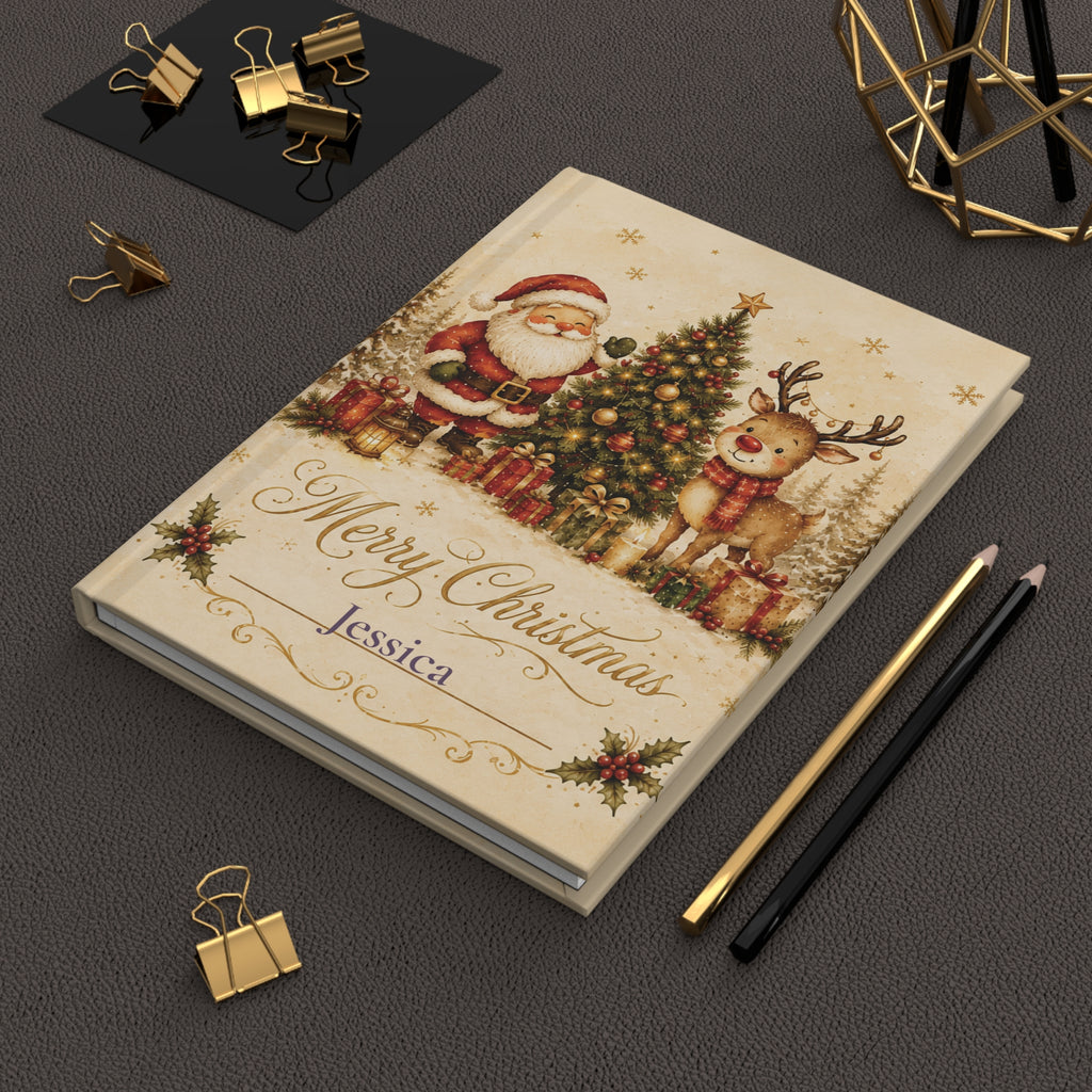 Merry Christmas journal held in hand to show size and portability