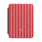 Candy stripe personalized Kindle case with monogram initials, hearts and stars