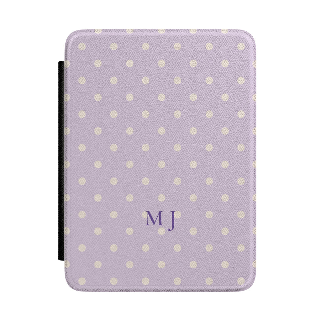 Lavender polka dot Kindle case with monogram initials