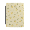 Monogrammed lemon print Kindle case with custom initials