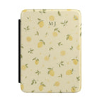 Monogrammed lemon print Kindle case with custom initials