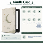 Size and compatibility chart for the monogram minimalist moon Kindle case
