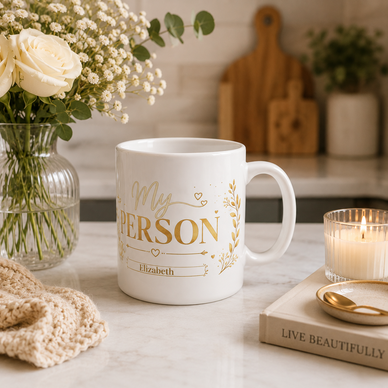 My Person mug displayed on a kitchen counter