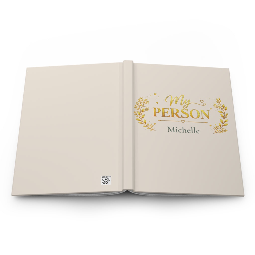Back cover of the My Person journal showing the discreet production barcode
