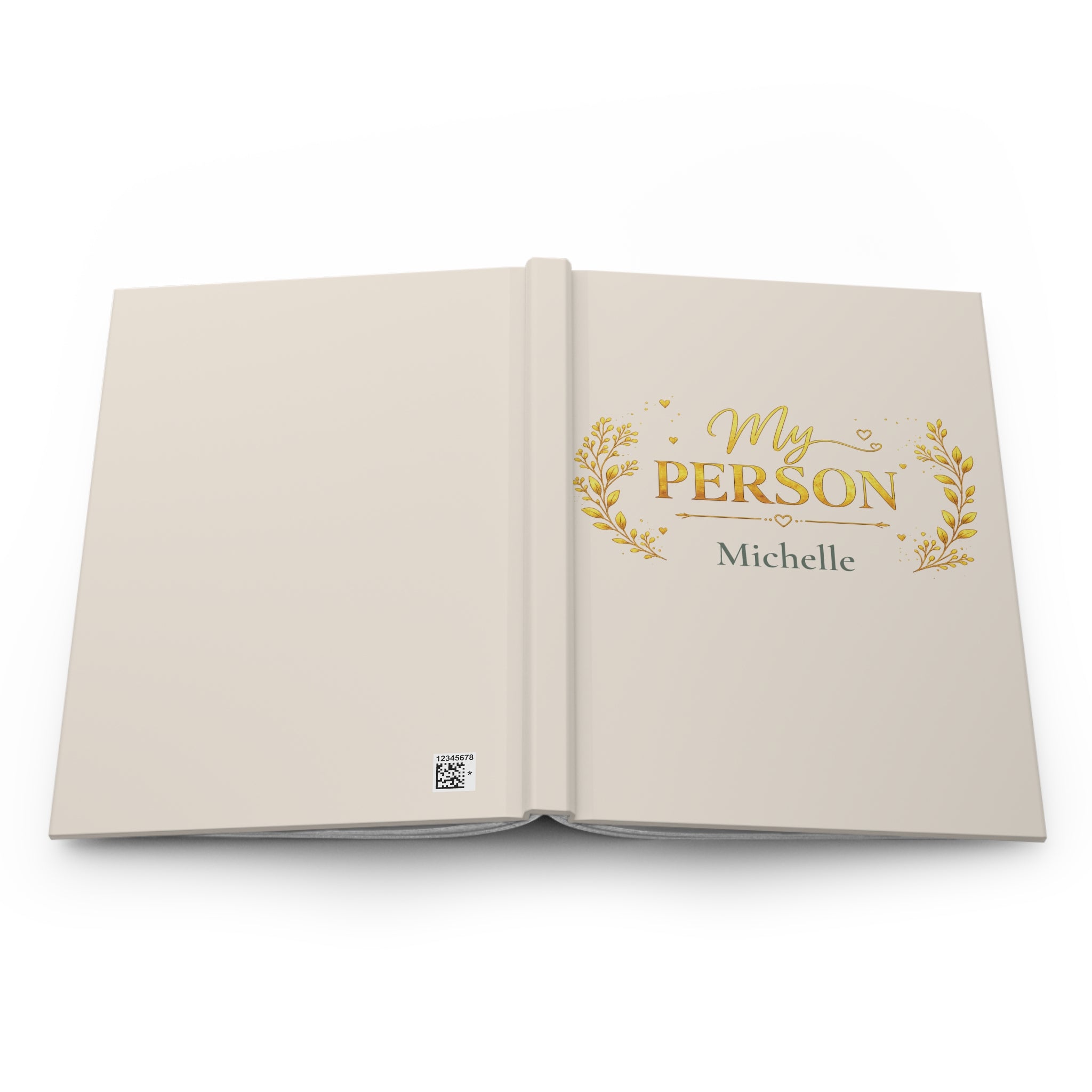 Back cover of the My Person journal showing the discreet production barcode
