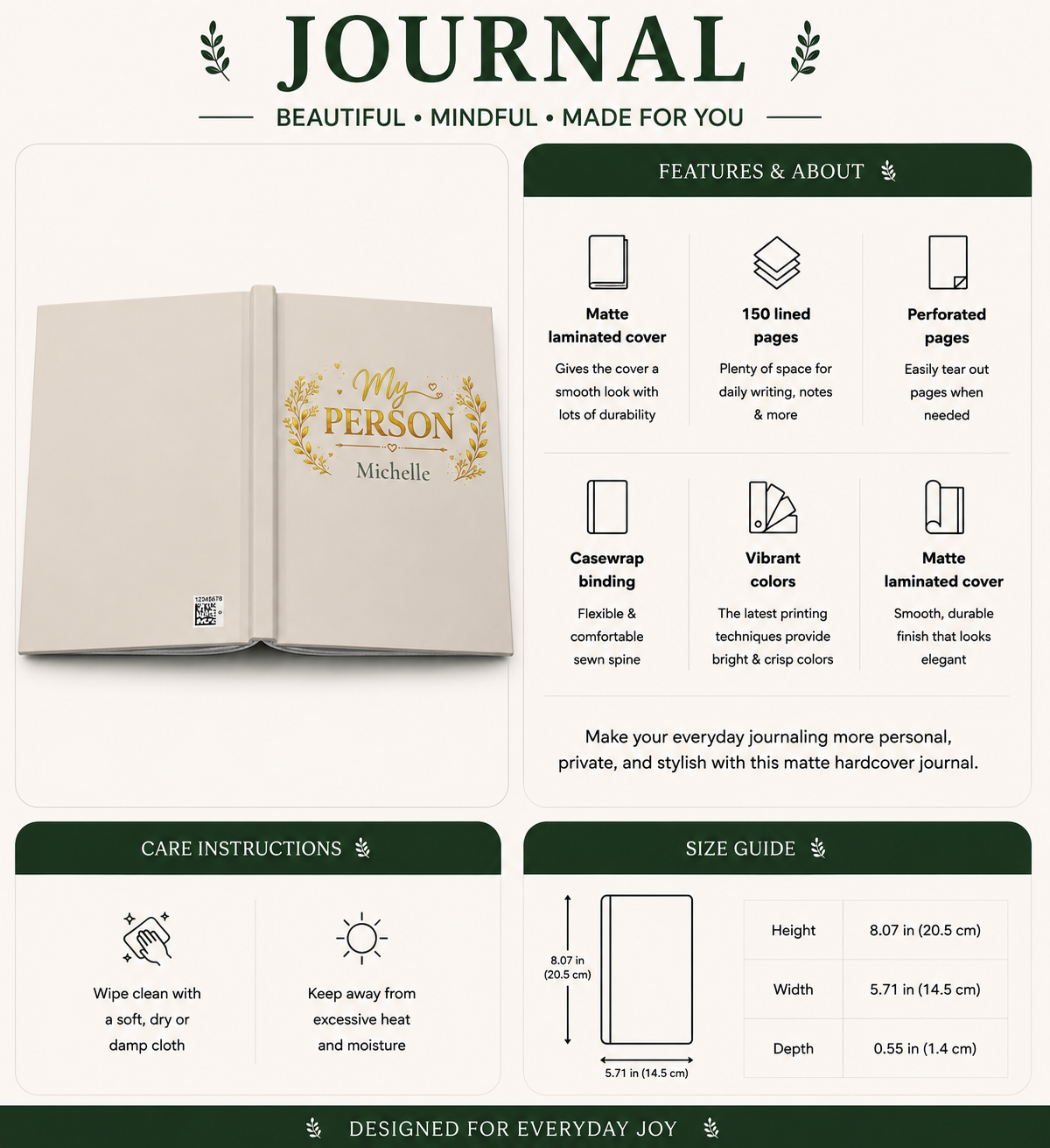 My Person personalized journal given as a gift alongside a wrapped present