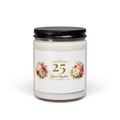 Personalized 25 Years Together anniversary soy candle with rose design