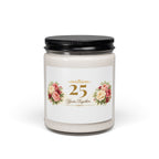Personalized 25 Years Together anniversary soy candle with rose design