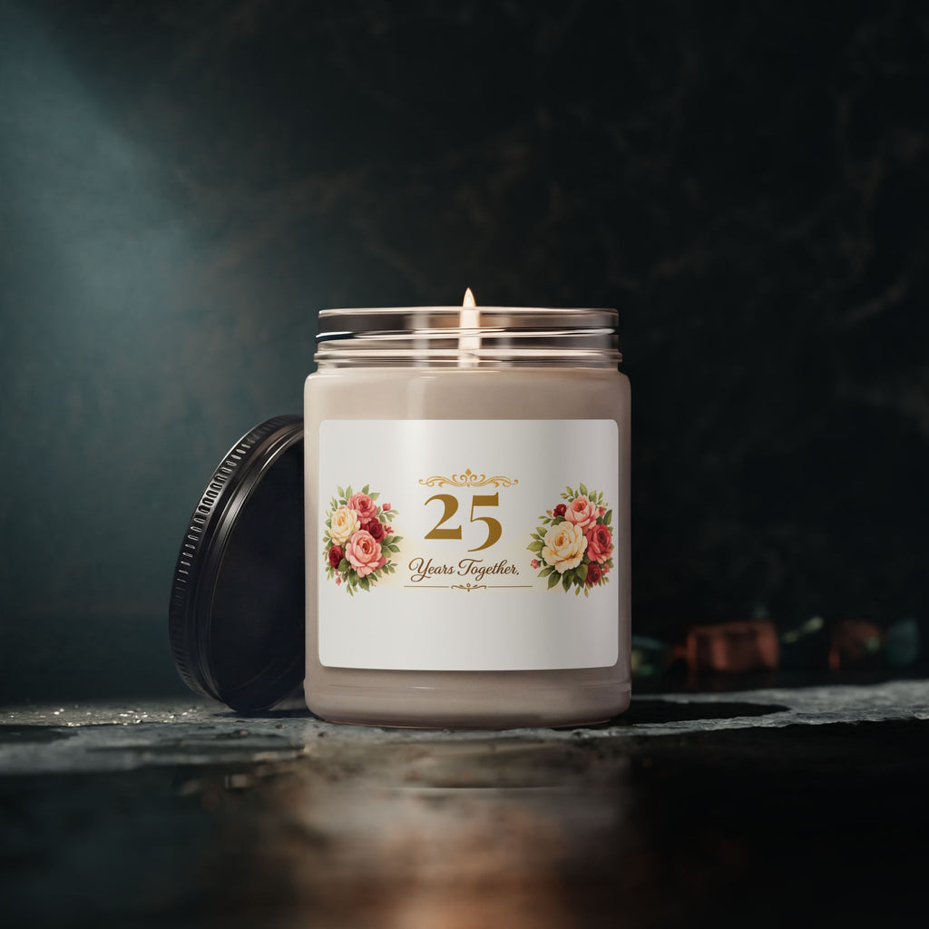 Size reference of the 9 oz anniversary candle jar