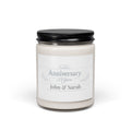Personalized Silver Anniversary 25 Years soy candle with the names John and Sarah