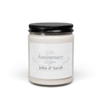 Personalized Silver Anniversary 25 Years soy candle with the names John and Sarah