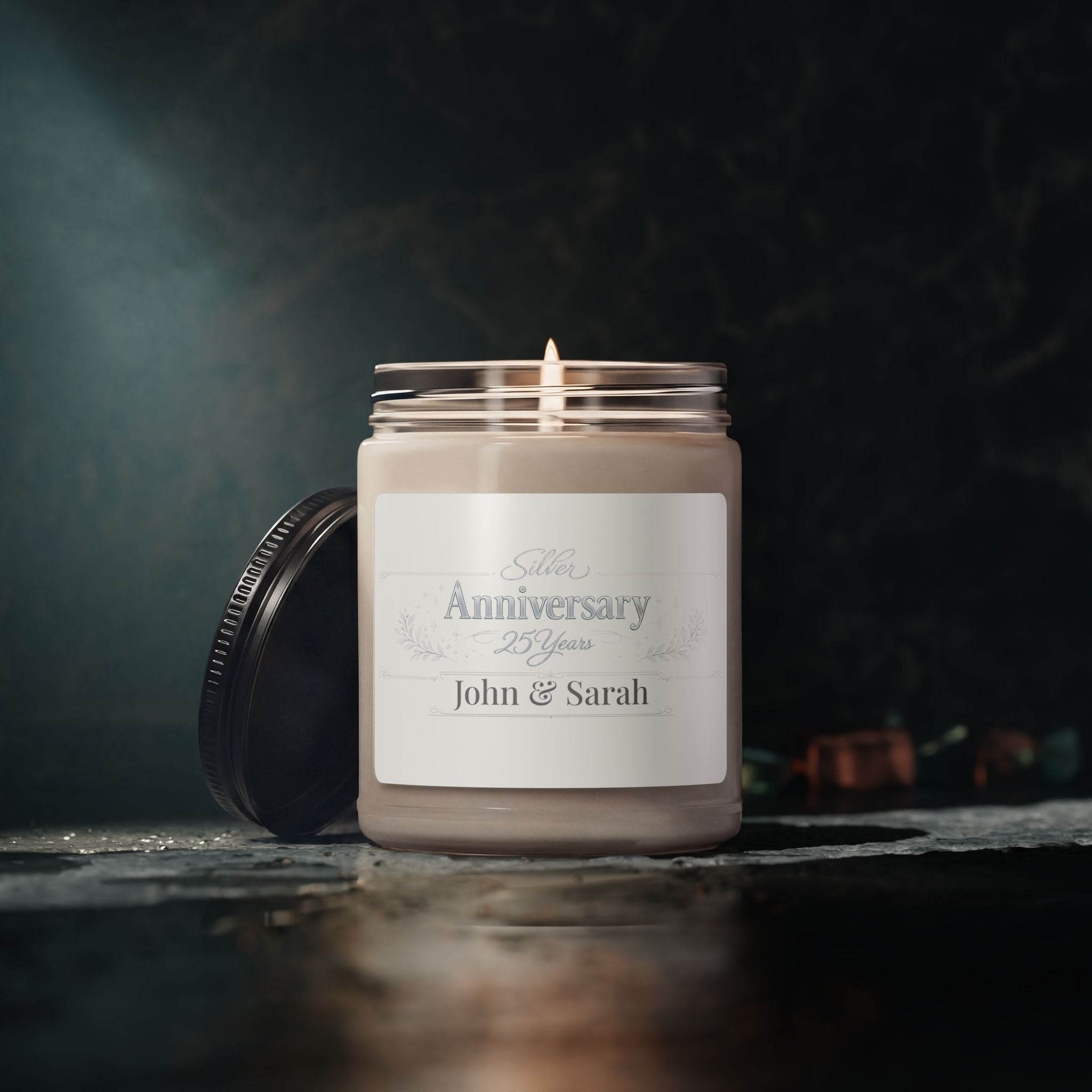 Size reference of the 9 oz anniversary candle jar