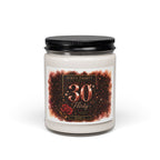 Personalized Dirty Thirty 30th birthday soy candle with leopard print and the name Jessica